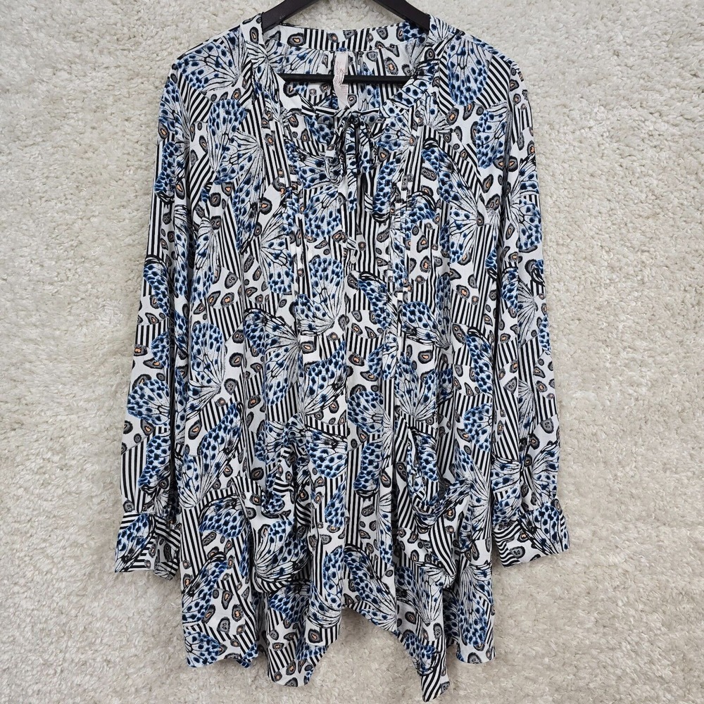 Melissa McCarthy Seven7 Womens Butterfly Tunic Top Long Sleeve 2X Artsy Flowy‎